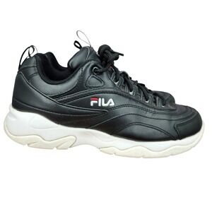 Fila Disarray Sneakers Womens 8.5 Black Leather Low Top Casual Shoes 5CM00783014